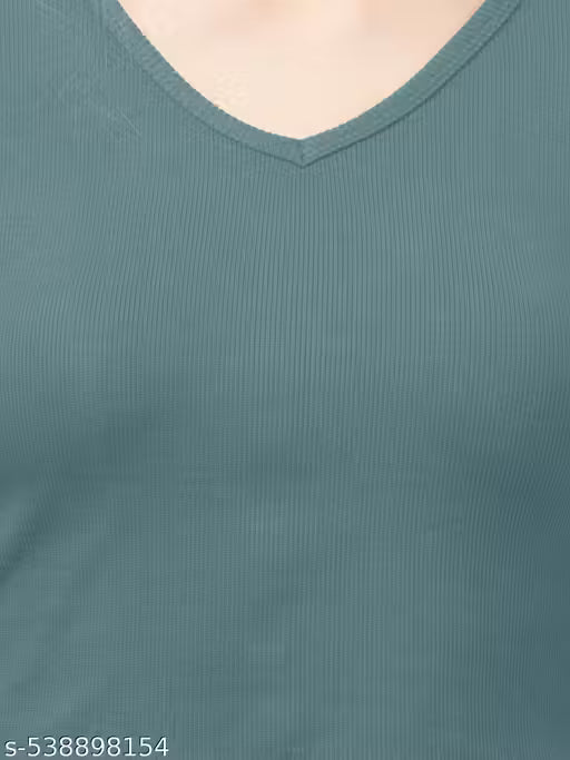 Casual Polyster Blend V-Neck Long Sleeves Purple Stylish Crop Top(17"Inches)